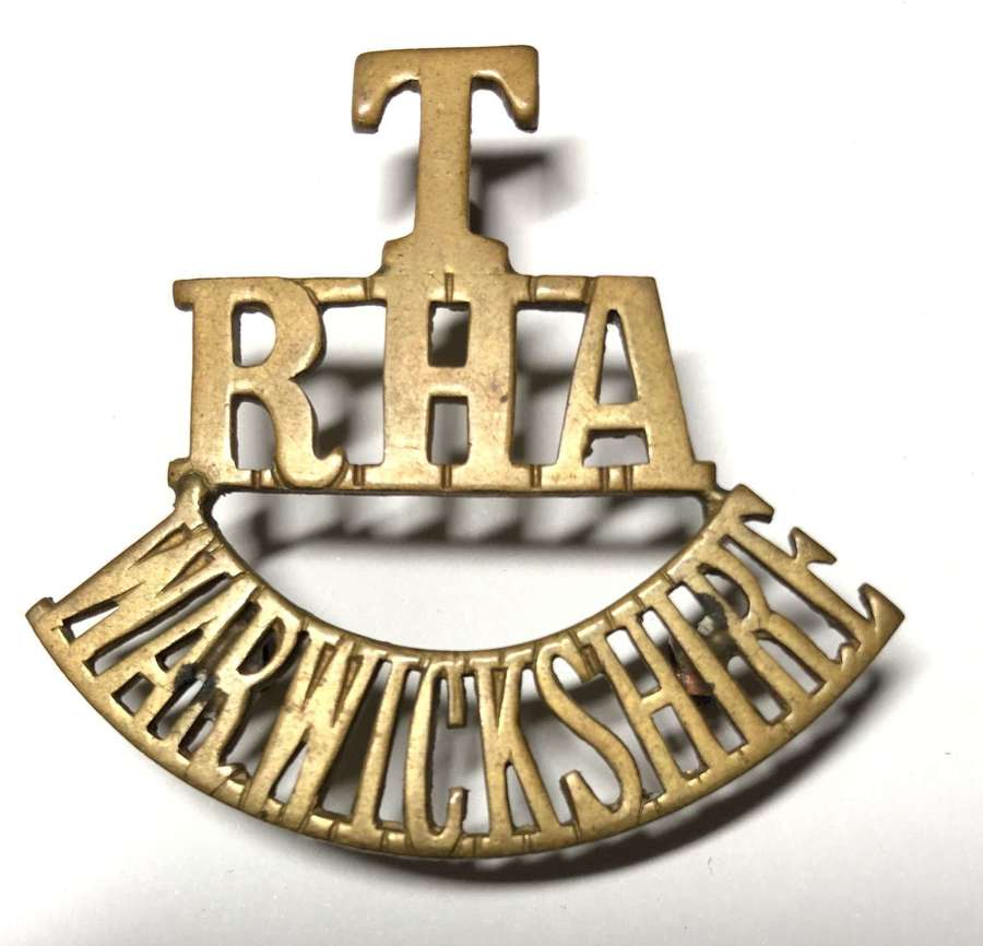 T / RHA / WARWICKSHIRE Royal Horse Artilery shoulder title c1908 -21