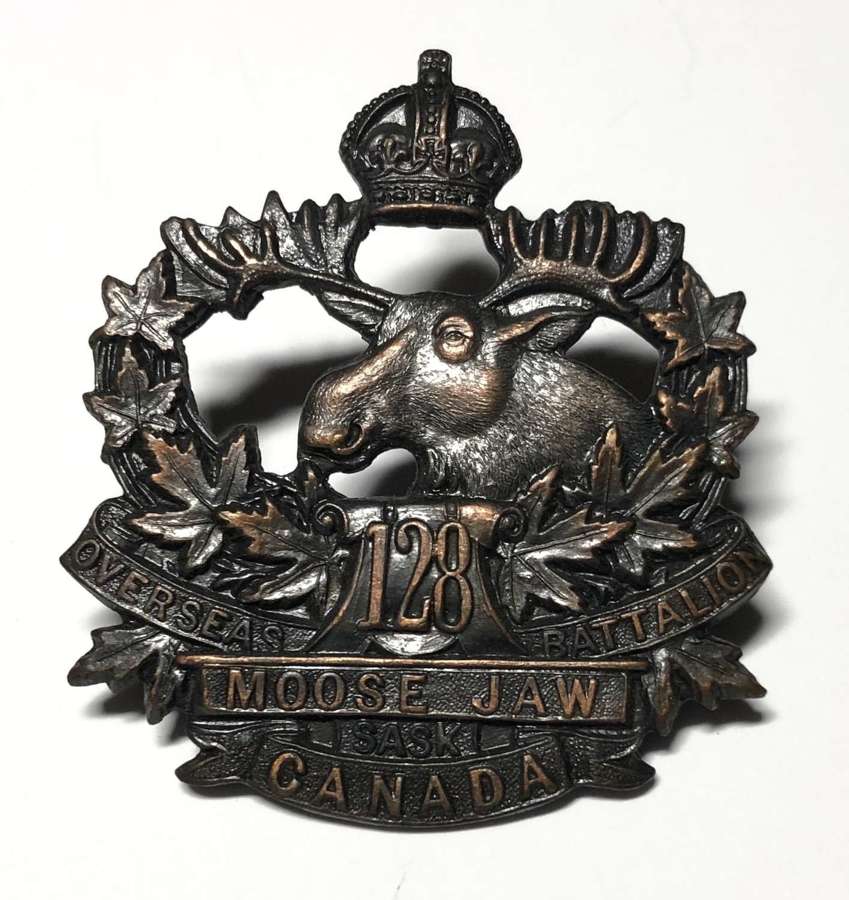 Canada 128th Battalion (Moose Jaw, Saskatchewan) CEF WWI cap badge