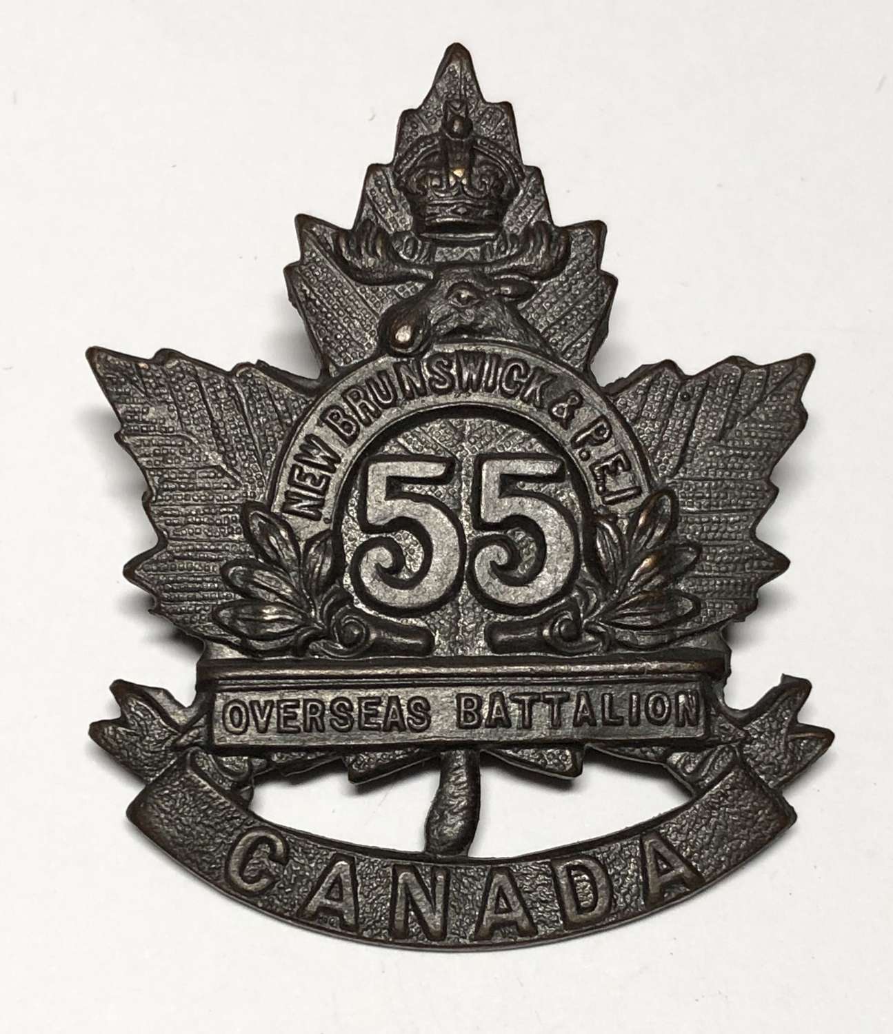 Canada  55th Battalion (New Brunswick & P.E.I.) CEF WWI cap badge