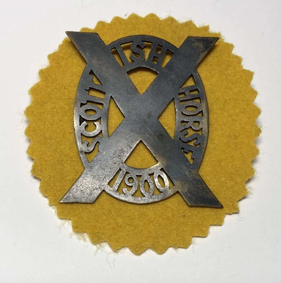 South African. Scottish Horse Boer War sheet brass slouch hat badge