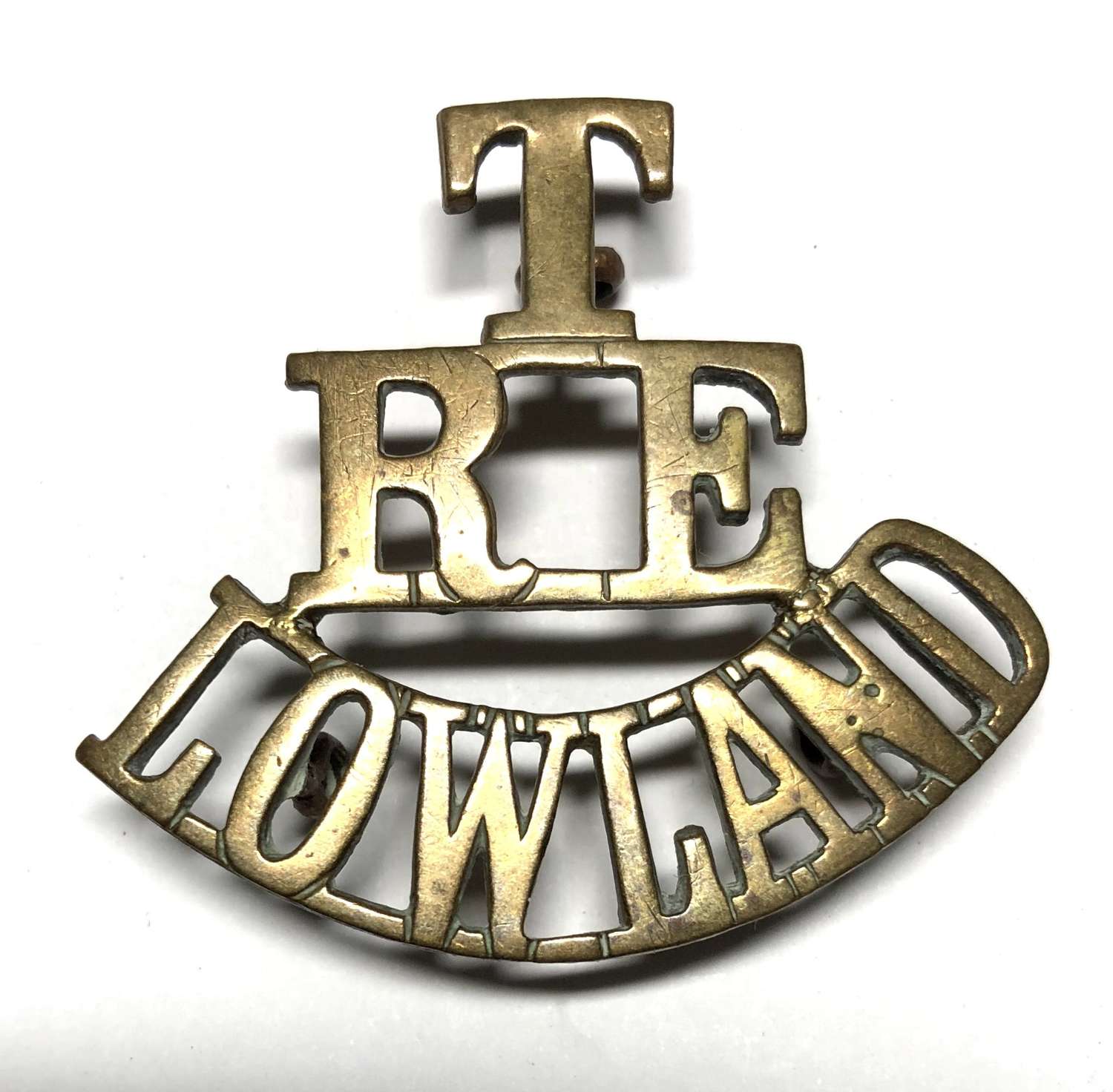 T / RE / LOWLAND Royal Engineers shoulder title c1908-21