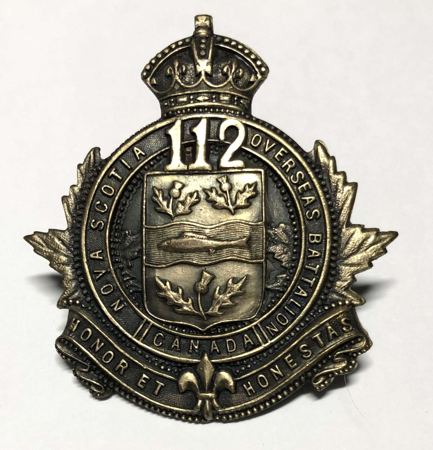 Canada 112nd Battalion (Windsor, Nova Scotia) CEF WW1 cap badge