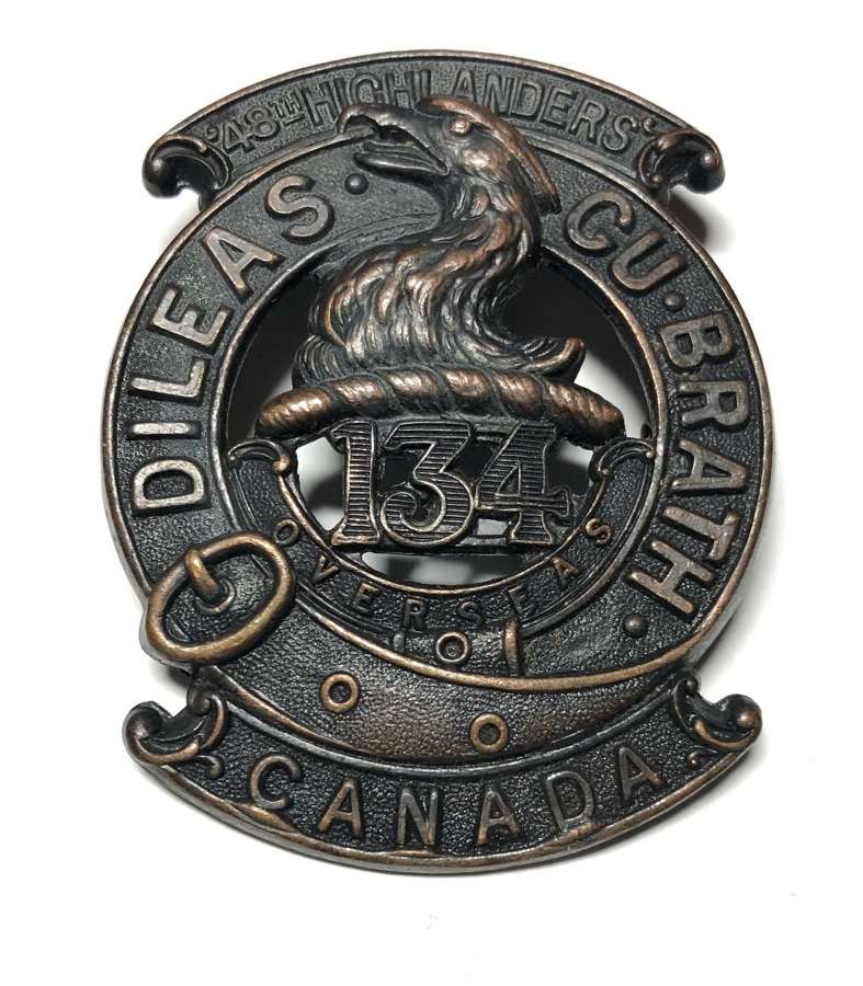 Canadian 134th (48th Toronto Highlanders) Bn. CEF WW1 glengarry badge