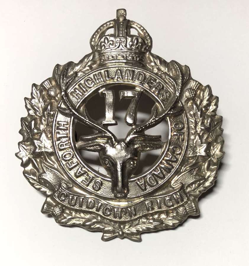 17th Bn (Seaforth Highlanders of Canada) CEF WW1 glengarry badge