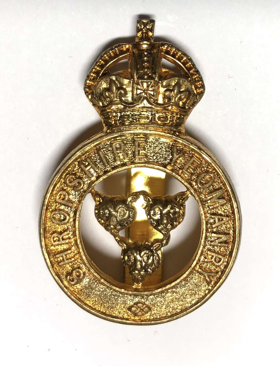 Shropshire Yeomanry cap badge by JR Gaunt, London