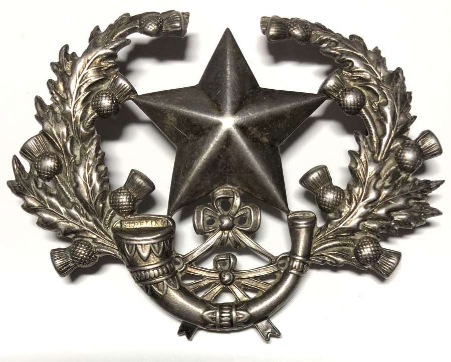 Cameronians (Scottish Rifles) Officer’s large silver glengarry badge