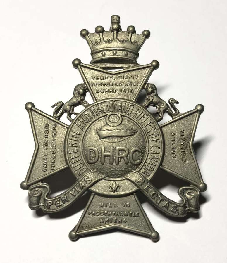 The Dufferin and Haldimand Rifles of Canada post 1936 cap badge