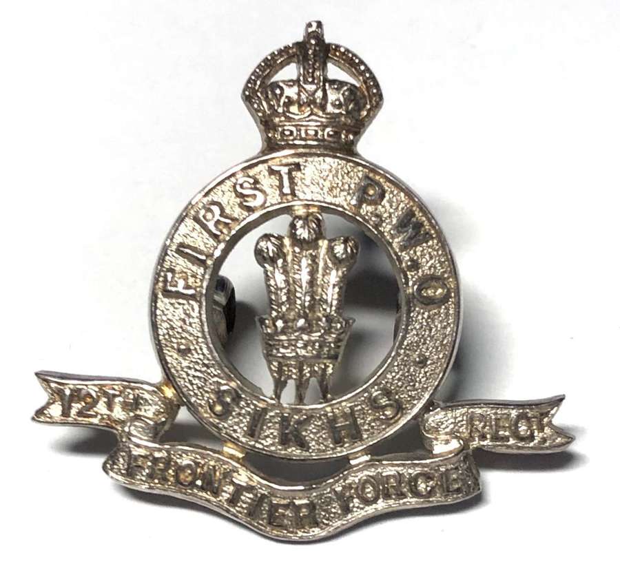 1st PWO Sikhs, 12th Frontier Force Regiment 1929 HM silver cap badge