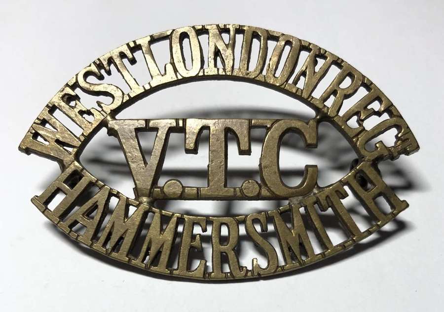 WEST LONDON REGT. / VTC / HAMMERSMITH  WW1  shoulder title by Gaunt