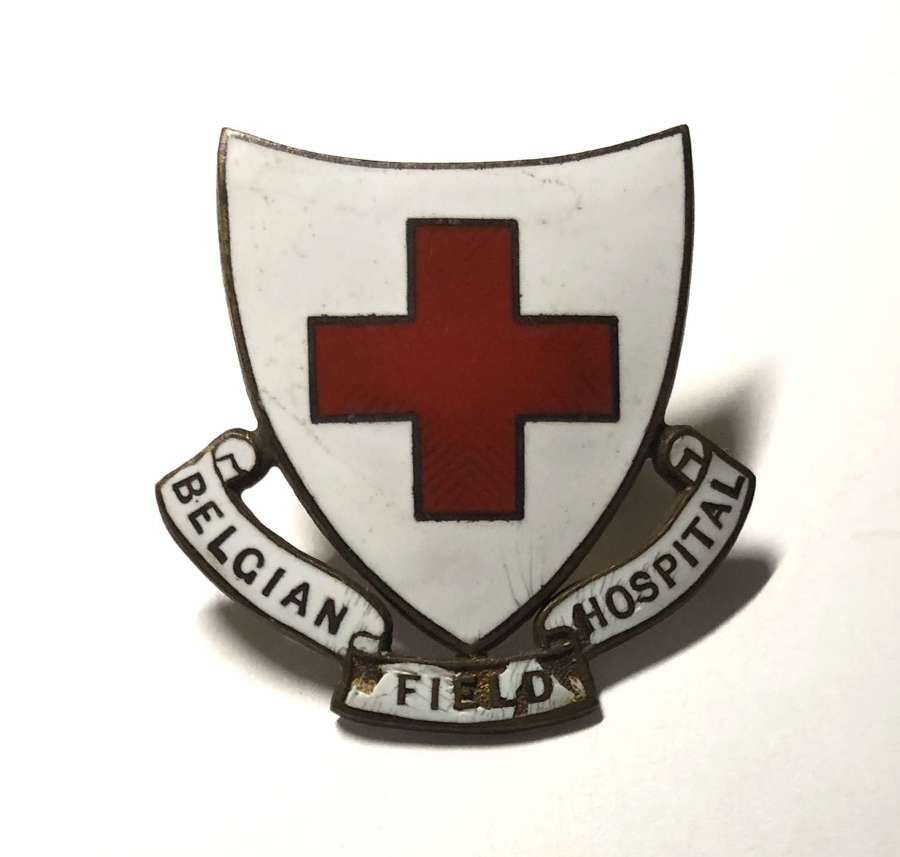 Belgian Field Hospital WW1 enamelled cap badge by Gaunt, London