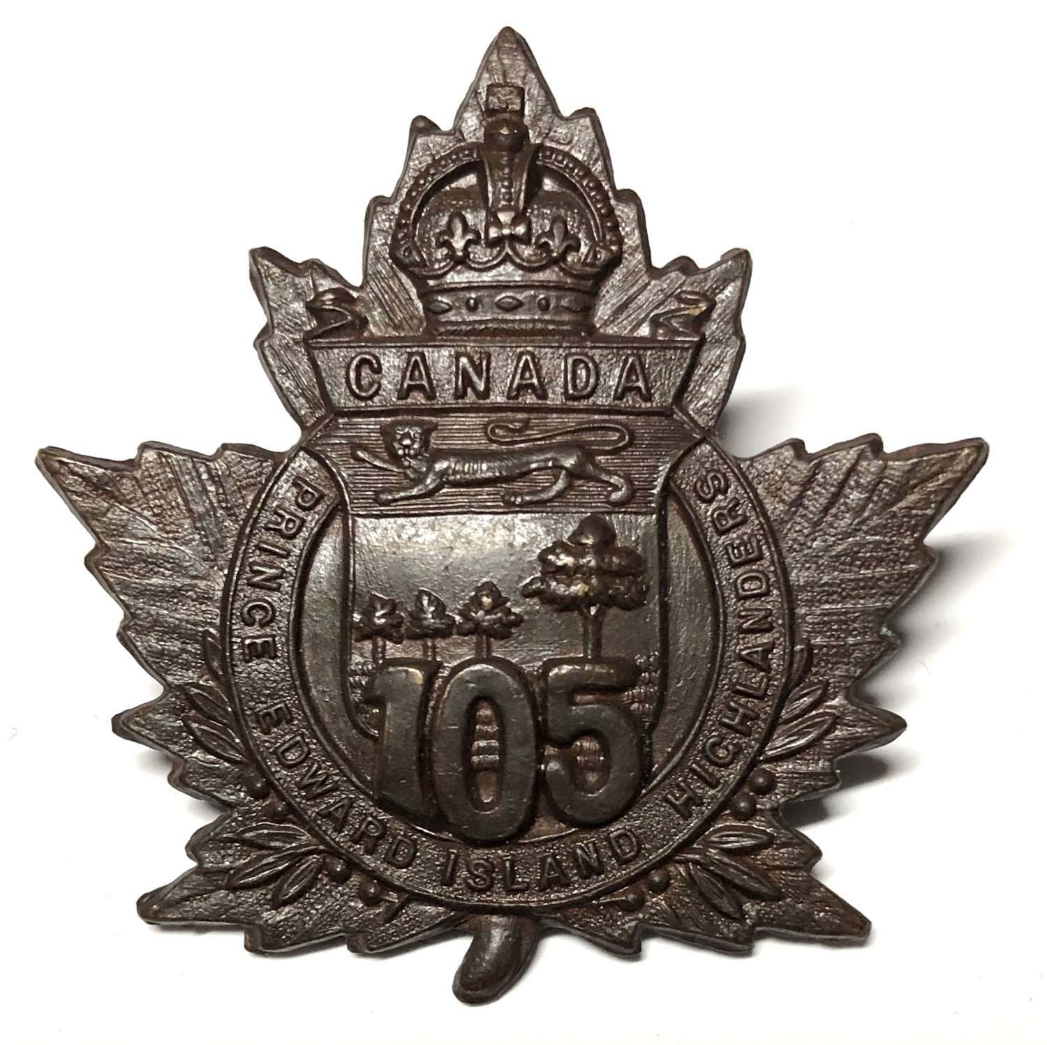 Canadian 105th (Charlottetown, P.E.I. Highl'ds) Bn. CEF WW1 cap badge
