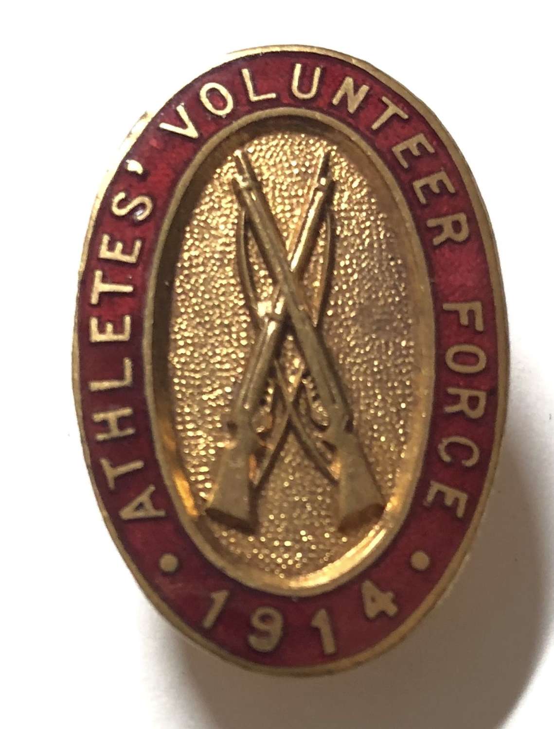 Athletes' Volunteer Force red enamel WW1 VTC badge.