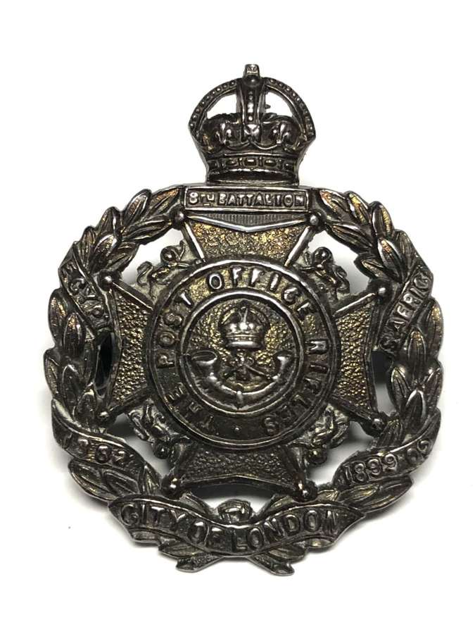 Post Office Rifles Officer's field service cap badge /collar c1922-39