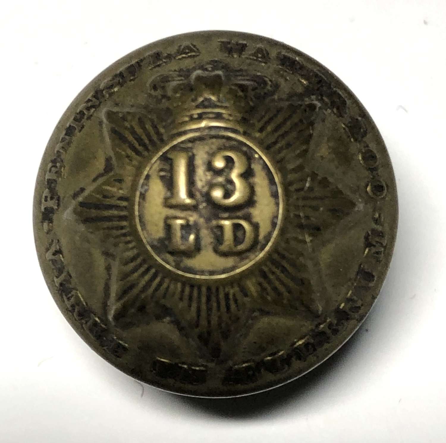 13th Light Dragoons Victorian button C1855-61 by Clark & Stephens