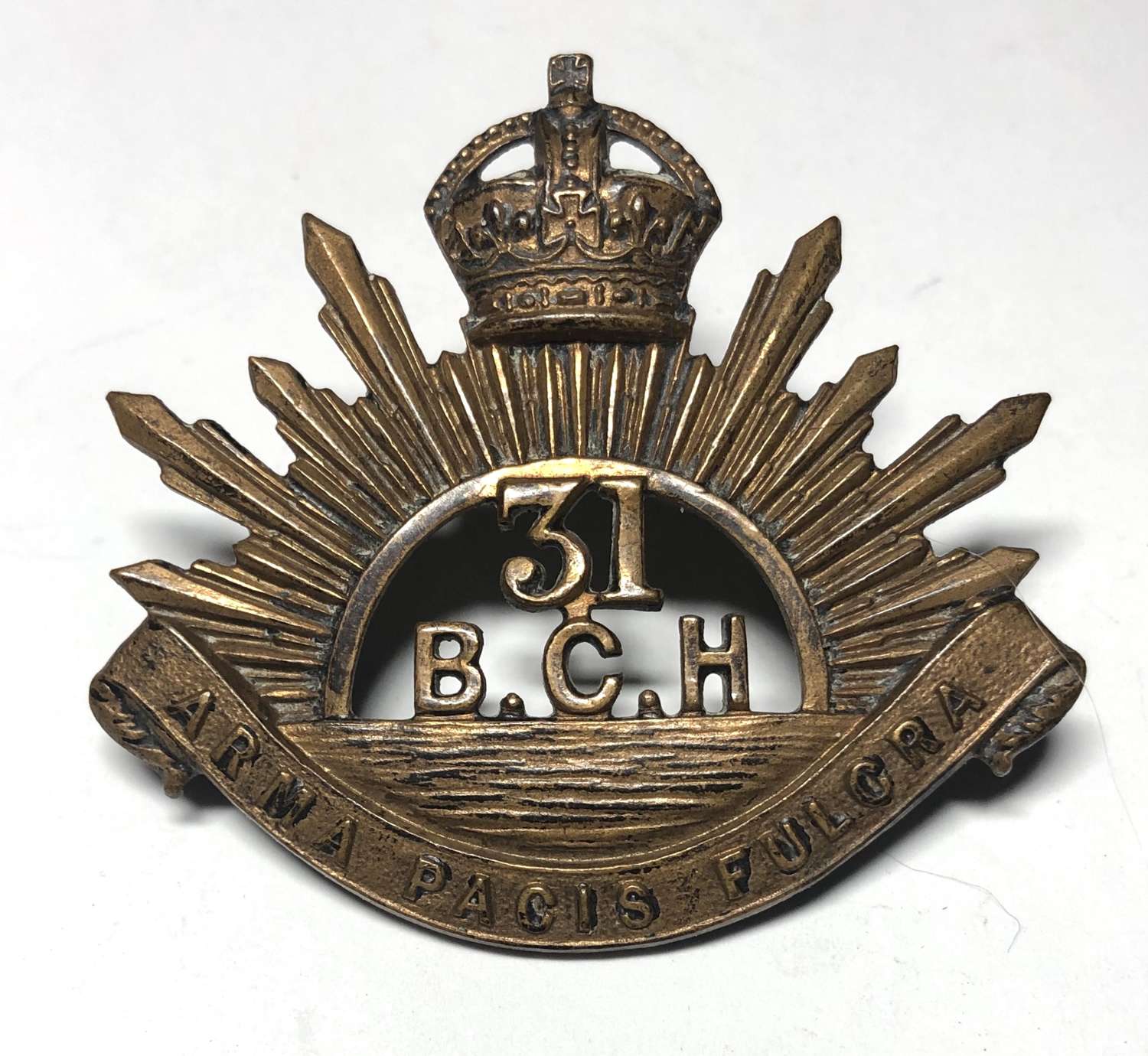Canadian 31st British Columbia Horse WW1 cap badge by Gaunt c1912-20