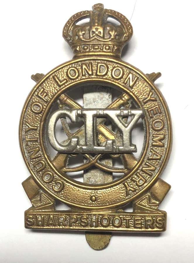 County of London Yeomanry Sharpshooters post 1940 cap badge by Gaunt