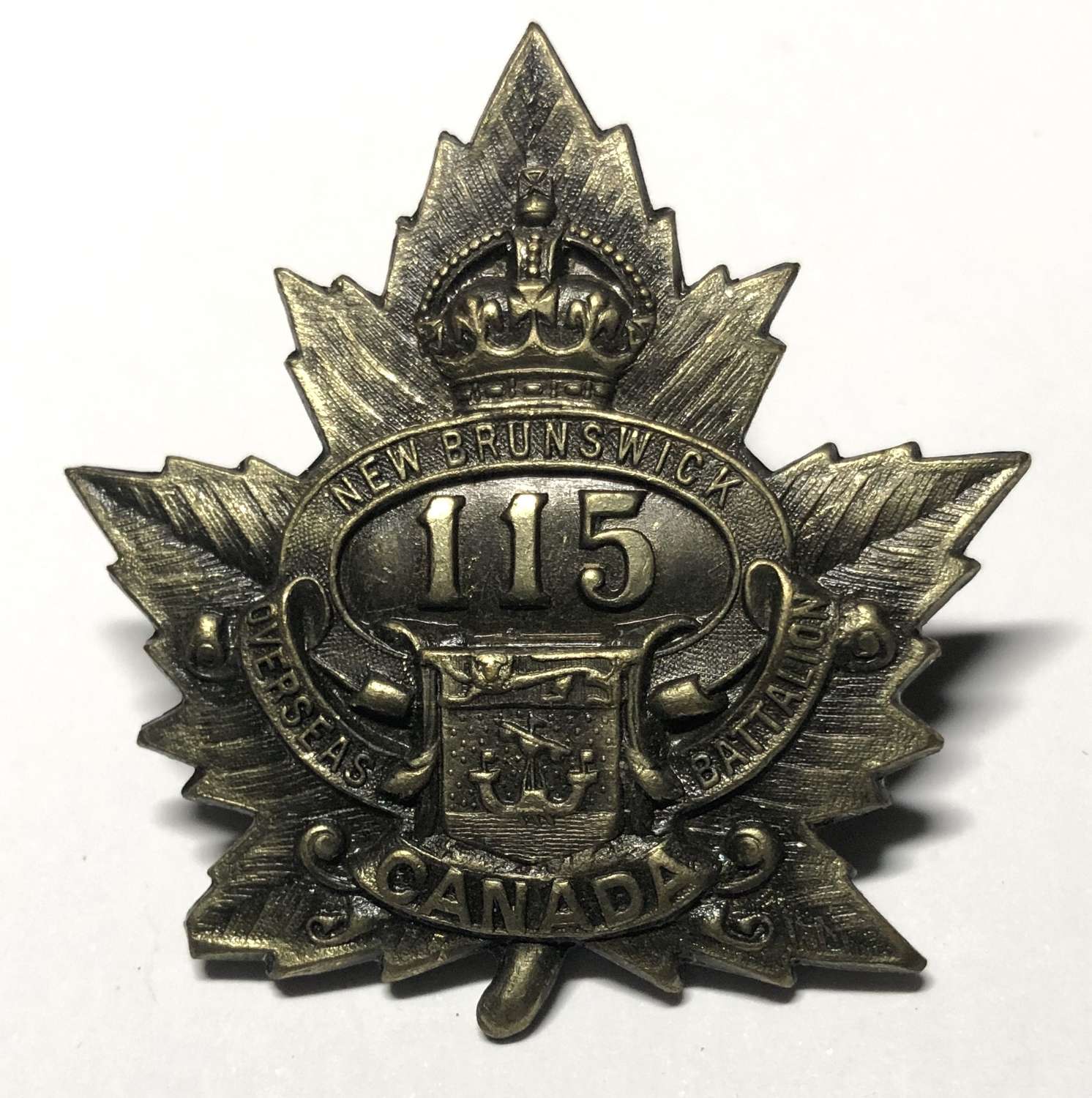 Canadian 115th (St. John, New Brunswick) Bn. CEF WW1 cap badge