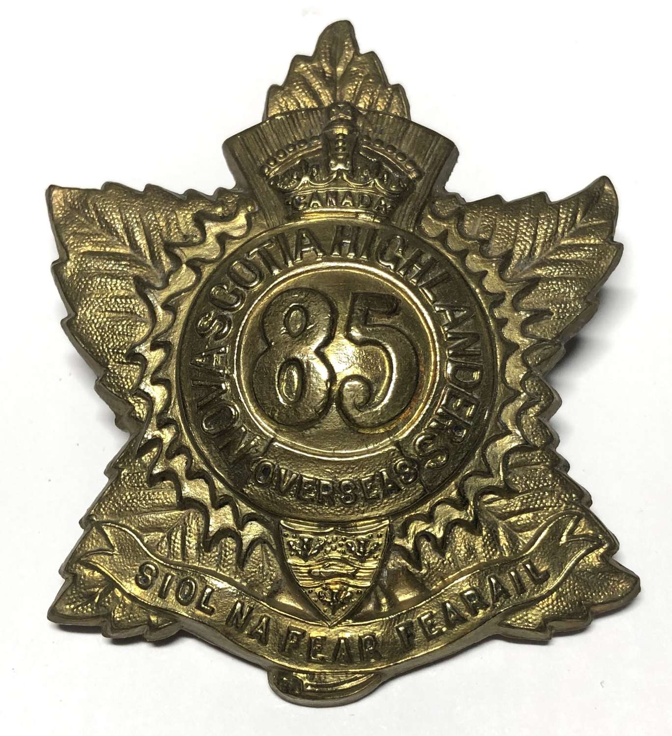 Canadian 85th Bn. Nova Scotia Highlanders CEF WW1 glengarry badge