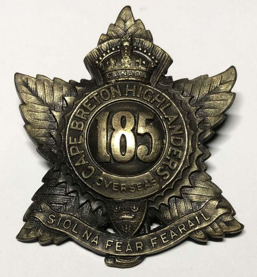 Canadian 185th Bn. Cape Breton Highlanders CEF WW1 glengarry badge