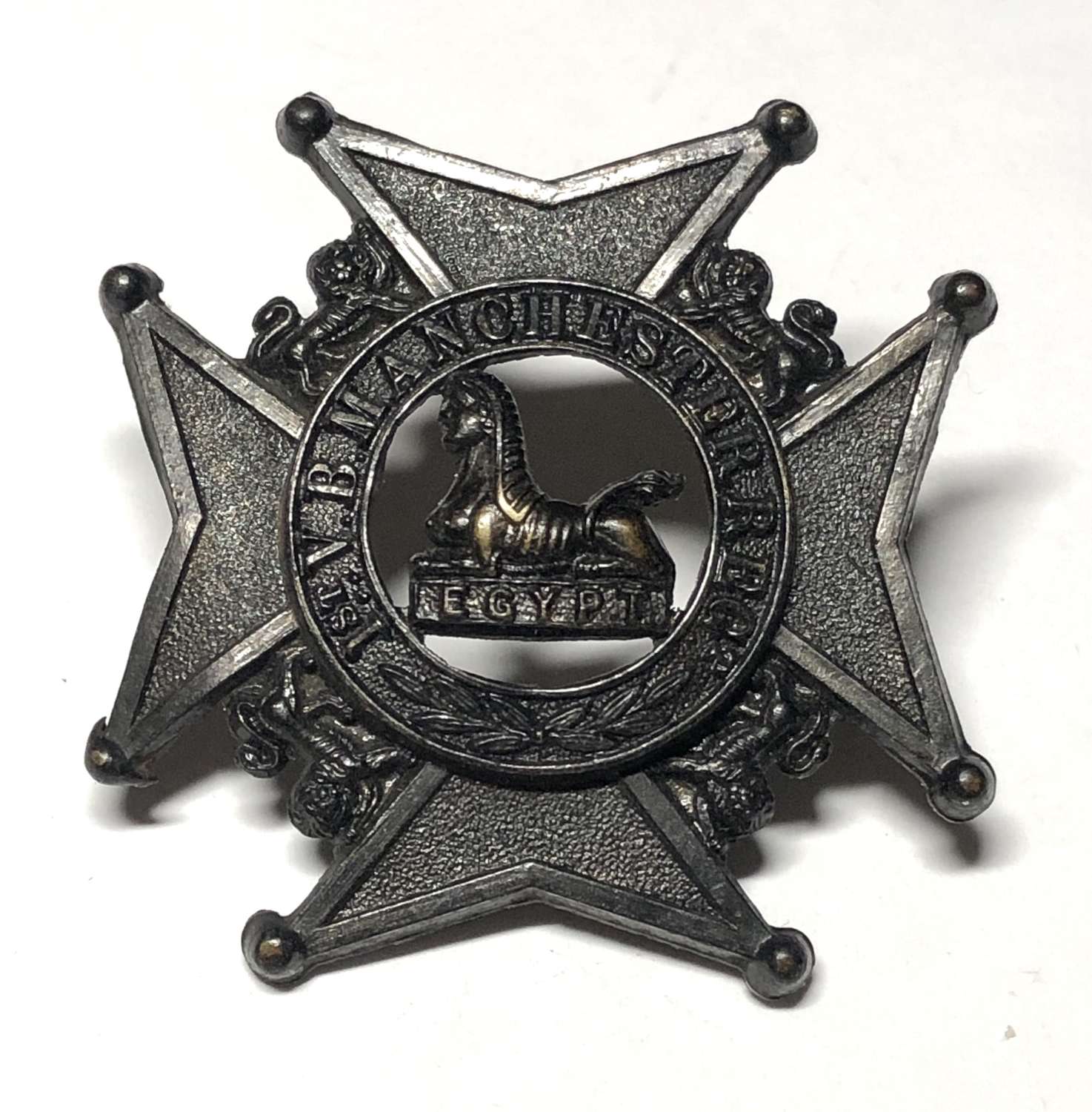 1st VB Manchester Regiment Officer’s astrakhan cap badge c1888-1908