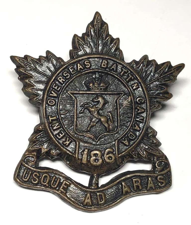Canadian 186th (Kent) Bn. WW1 CEF cap badge