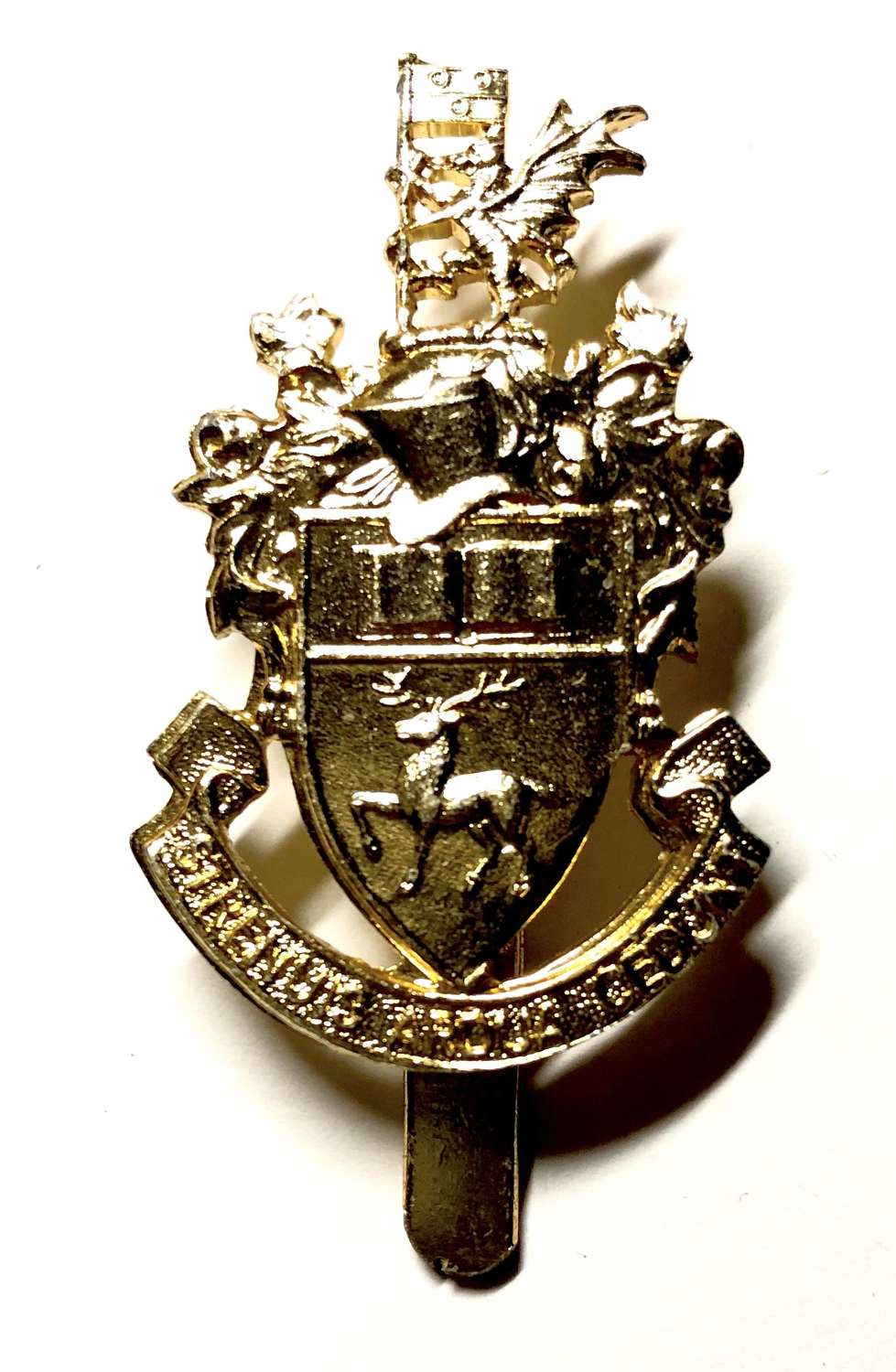 Southampton University OTC gold anodised cap badge by J.R.Gaunt, B'ham