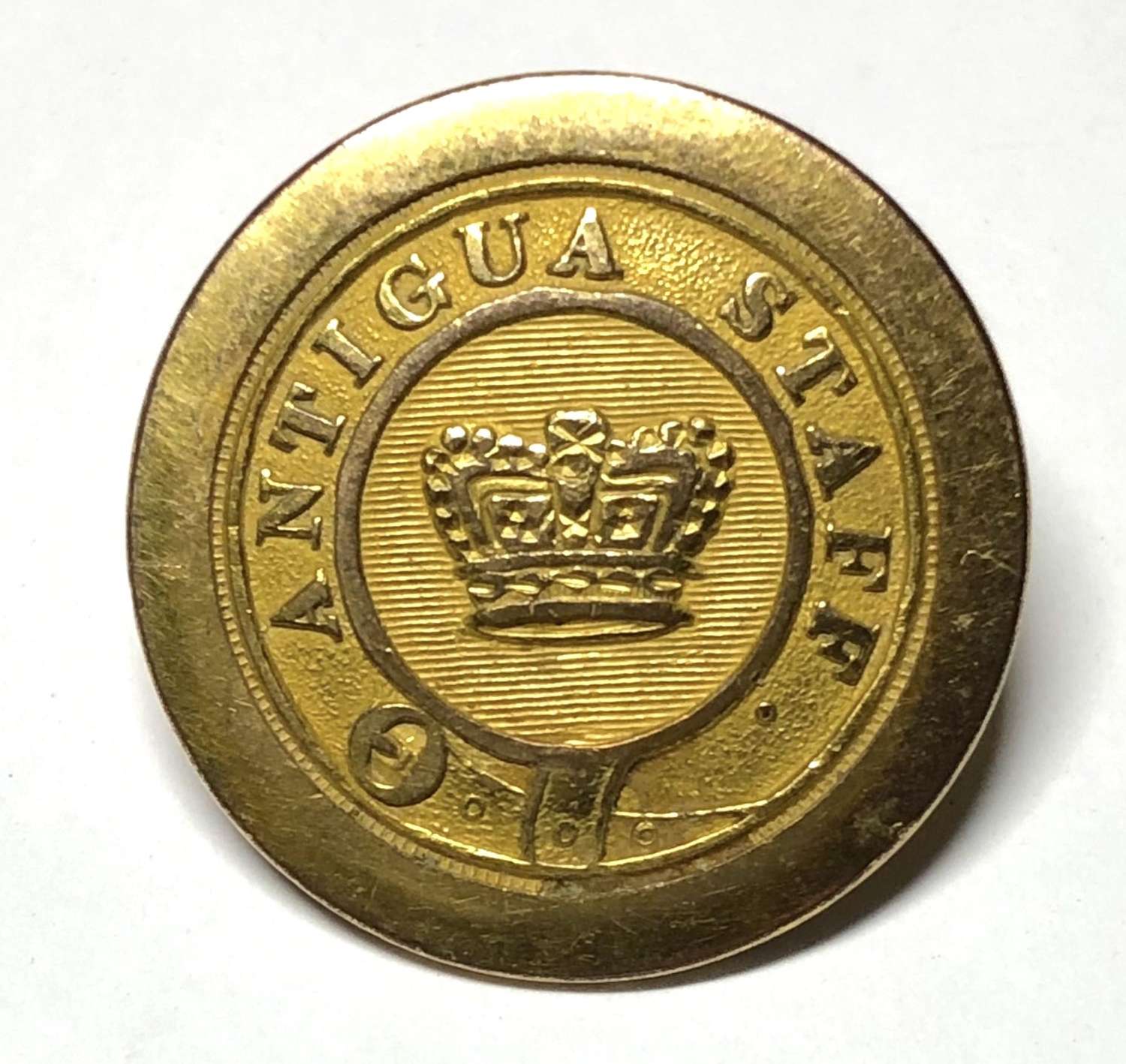 West Indies. Antigua Staff Officer gilt coatee button circa 1815-21