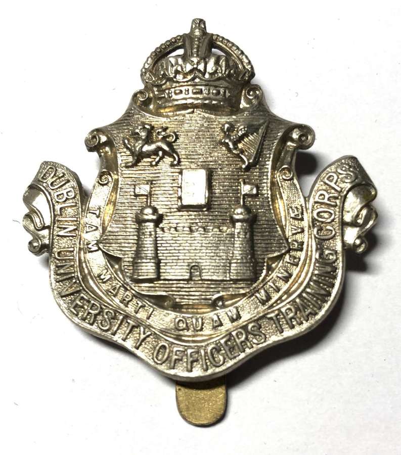 Irish. Dublin University OTC white metal cap badge circa 1910-22