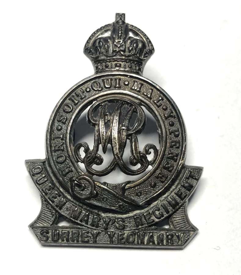 Queen Marys Regiment Surrey Yeomanry Officer cap badge circa 1908-52