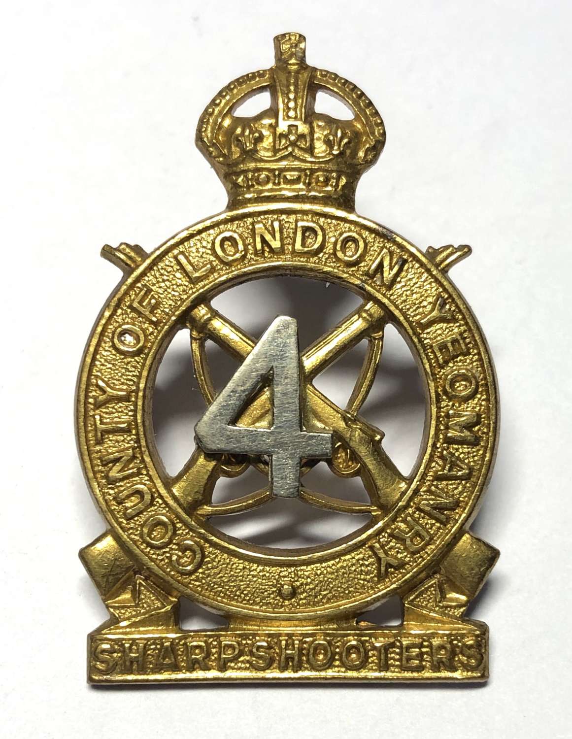 4th County of London Yeomanry Sharpshooters cap badge circa 1939-44