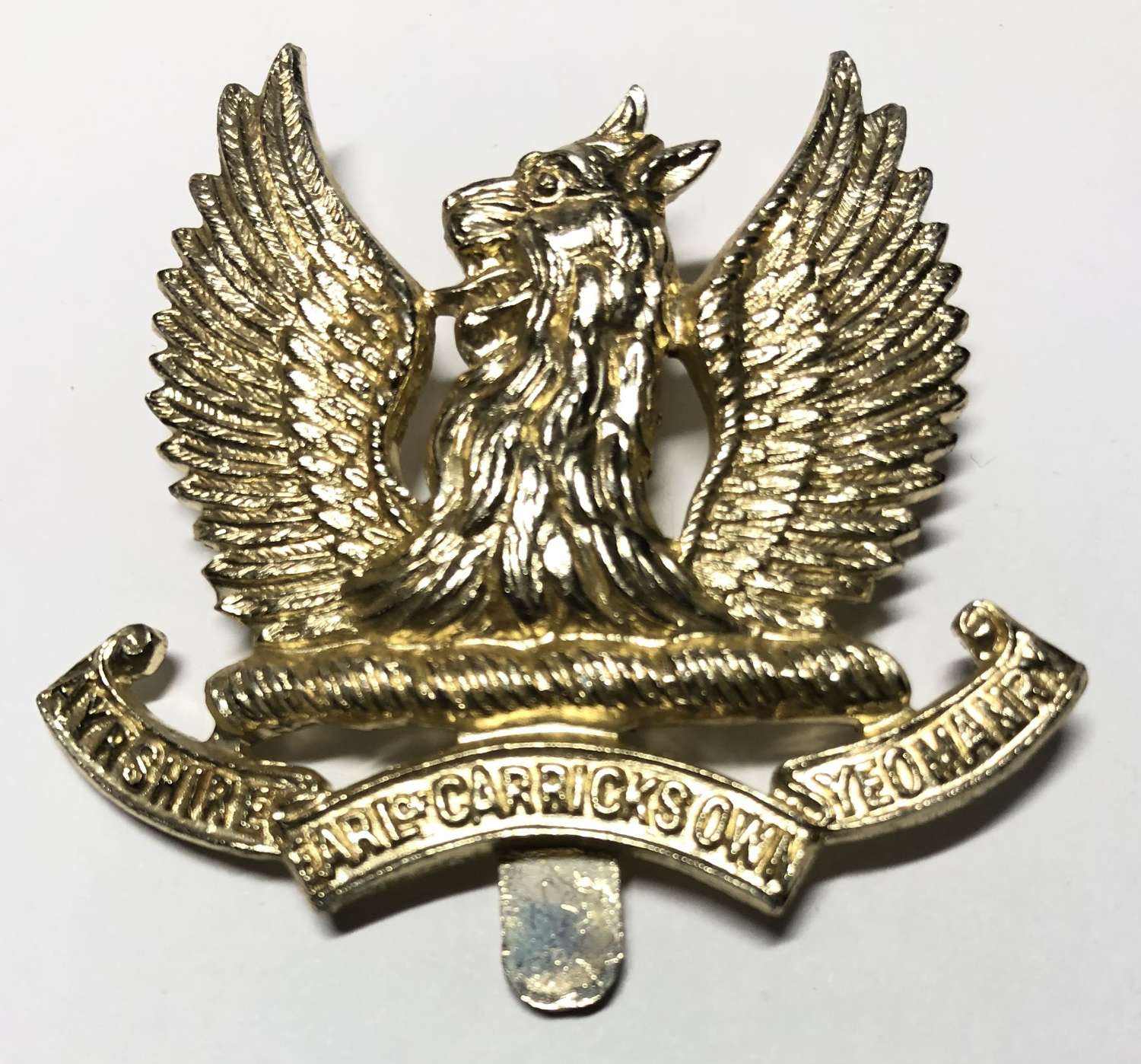 Ayrshire Yeomanry (Earl of Carrick's Own) Anodised cap badge by S & W