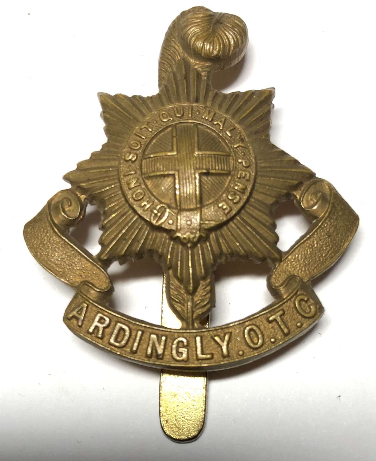 Ardingly College OTC Sussex all brass version cap badge