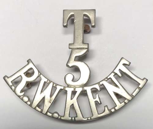 T / 5 / R.W KENT (HQ Bromley) white metal shoulder title c1908-20