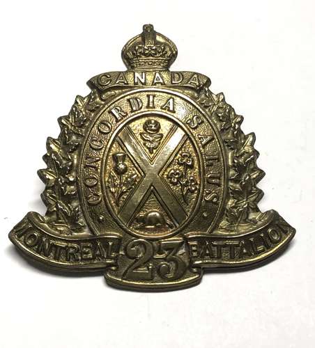 Canadian 23rd Battalion CEF WW1 cap badge