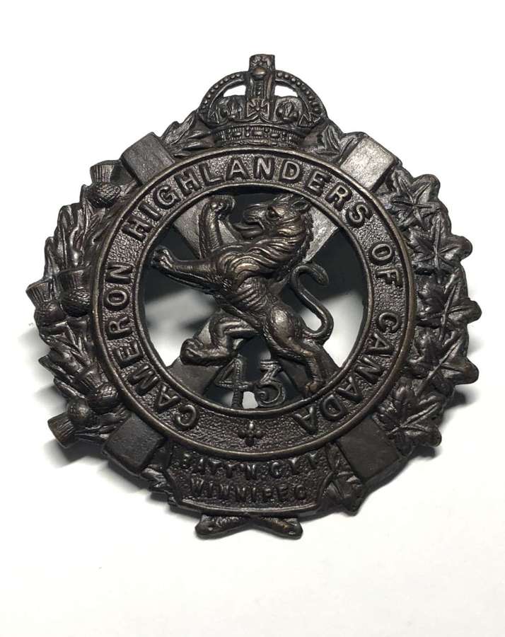 43rd Battalion (Cameron Highlanders of Canada) CEF OSD cap badge