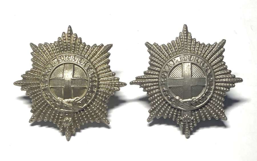 2nd Royal Surrey Militia Victorian pre 1881 collar badges