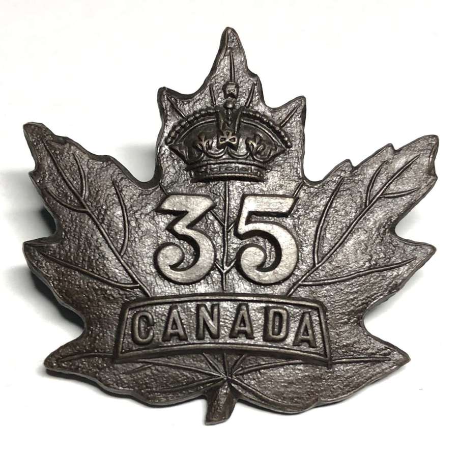 Canadian 35th Bn. WW1 CEF cap badge by Tiptaft, B'ham