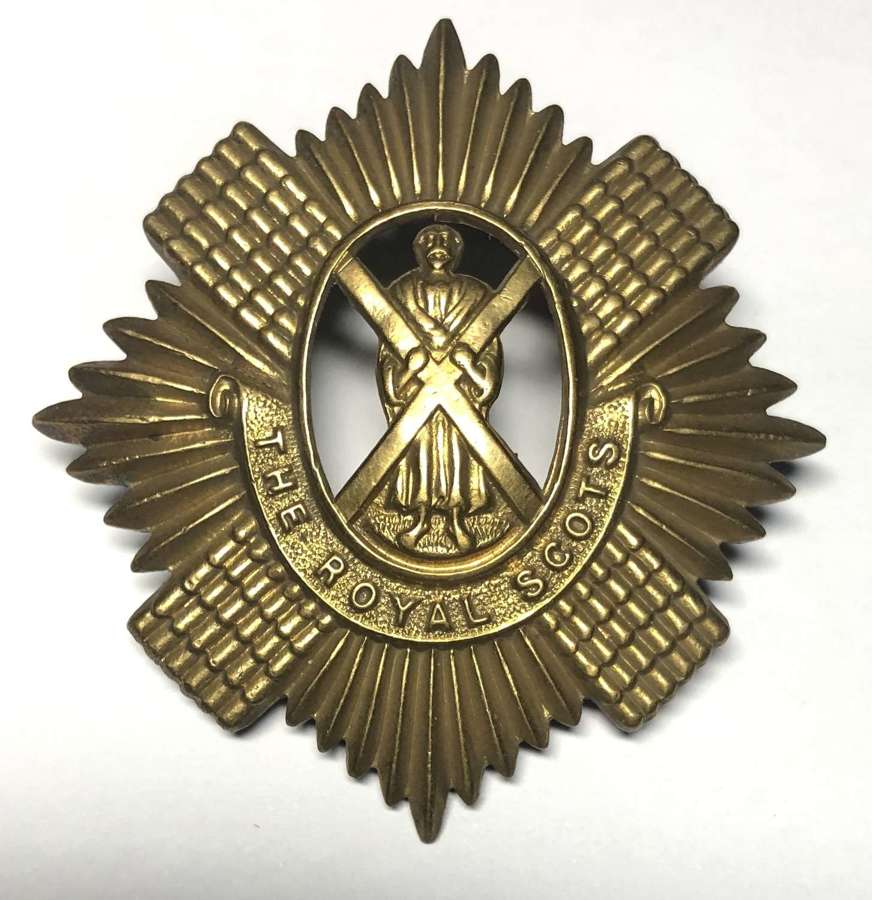 Royal Scots WW1 brass economy glengarry badge circa 1916-18
