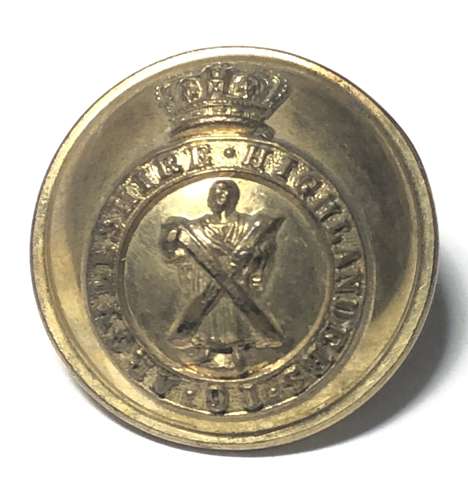 91st (Argyllshire) Highlanders Officer’s gilt tunic button c 1863-81