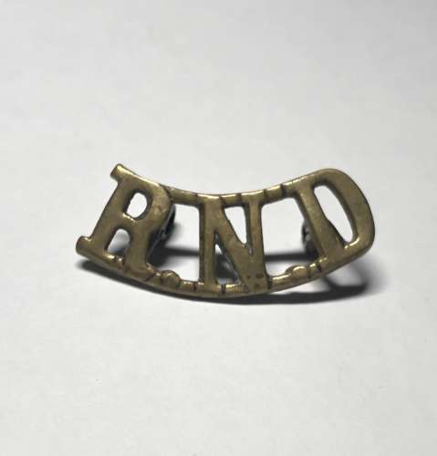 RND Royal Naval Division WW1 curved shoulder title
