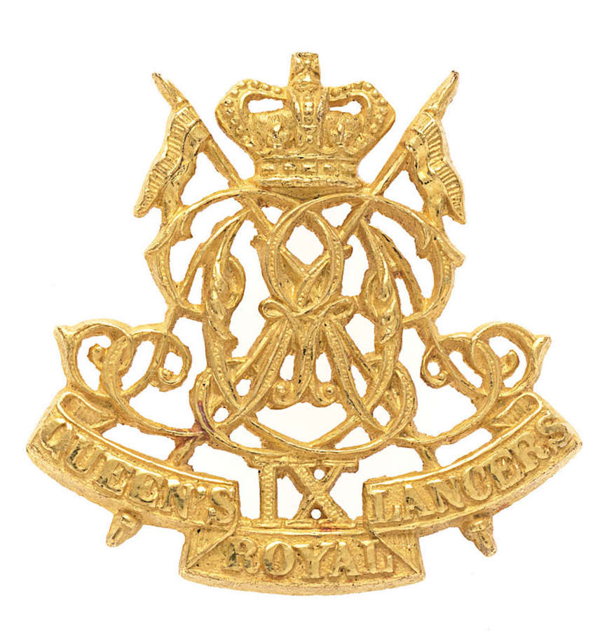 9th Queen's Royal Lancers Victorian Officer Torin cap badge c. 1881-95