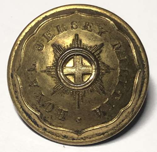 Royal Jersey Militia Victorian Officer’s gilt open-back coatee button