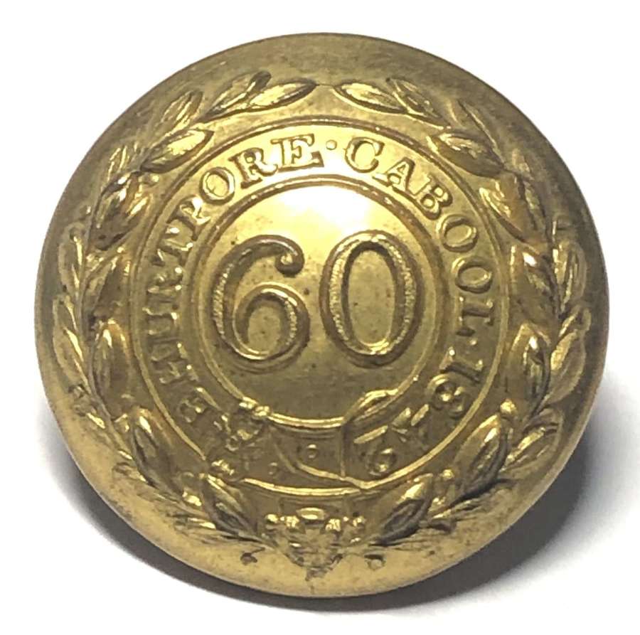 60th Bengal Native Infantry Officer's coatee button c. 1842-57