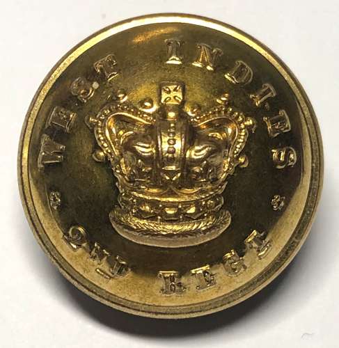 2nd West Indies Regiment Victorian Officer's gilt button by Oakshette