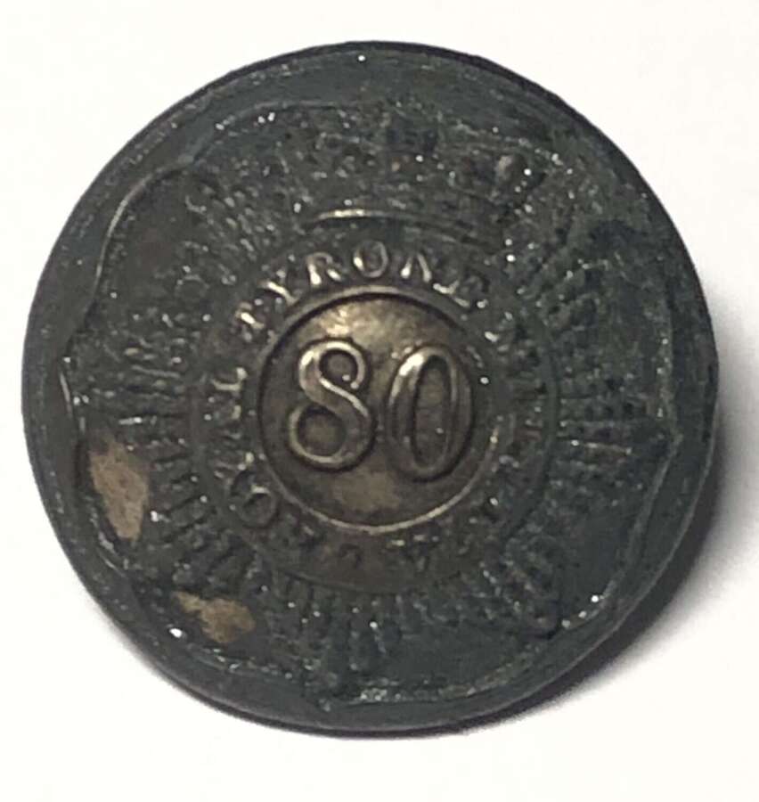 Royal Tyrone Militia Victorian Irish Officer&rsquo;s silver plated tunic button by Jennens
