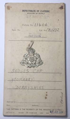 Derbyshire Yeomanry cap badge 1952 working pattern.