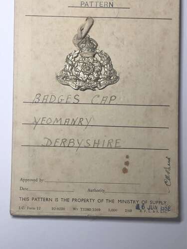 Derbyshire Yeomanry cap badge 1952 working pattern.