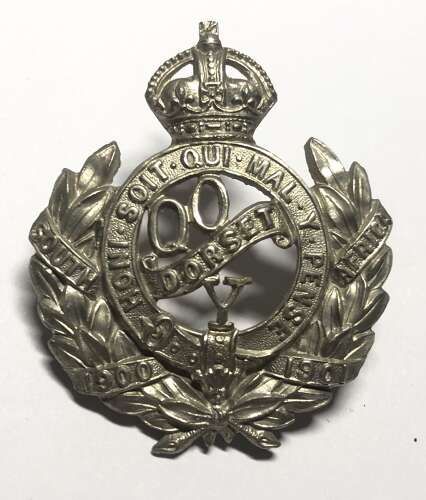 Dorset Yeomanry post 1908 white metal cap badge