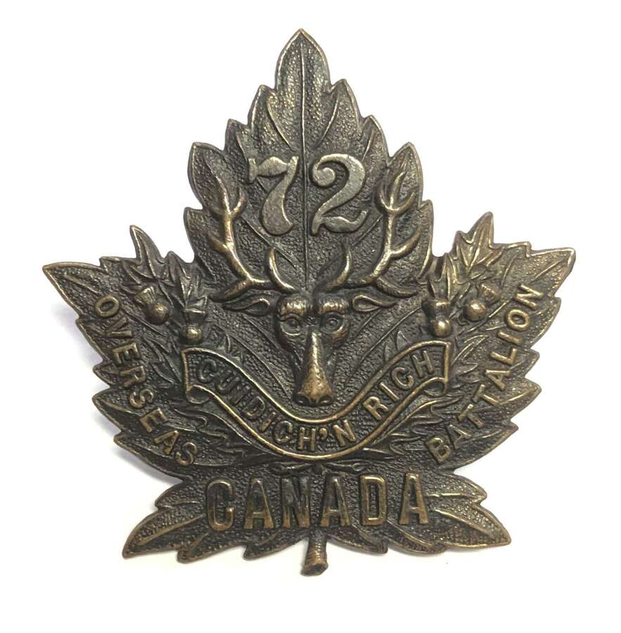 Canada. 72nd Bn (Seaforth Highlanders) WW1 CEF cap badge