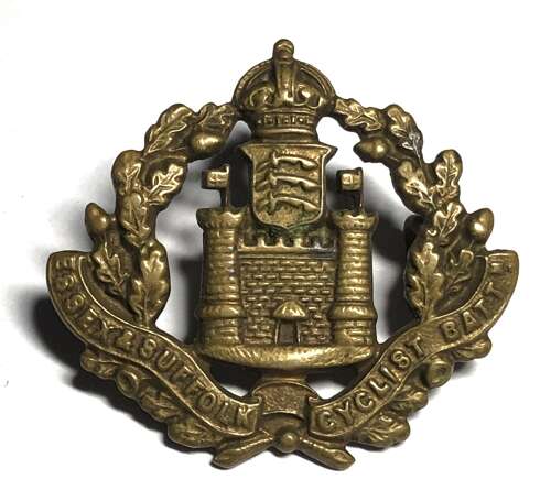 Essex & Suffolk Cyclist Battalion rare collar badge c. 1903-11 only